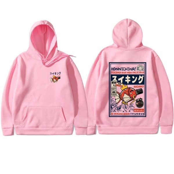Harajuku Japanese Fish Konnichiwa Poster Unisex Hoodie