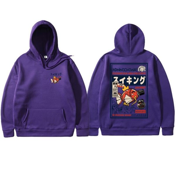 Harajuku Japanese Fish Konnichiwa Poster Unisex Hoodie