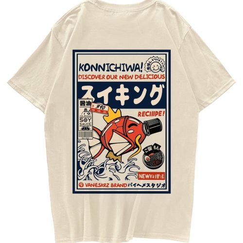 Harajuku Japanese Fish Konnichiwa Poster Unisex Tee