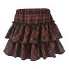 Harajuku Punk Princess Pink Red Plaid Pleated Skirt