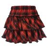 Harajuku Punk Princess Pink Red Plaid Pleated Skirt