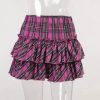 Harajuku Punk Princess Pink Red Plaid Pleated Skirt
