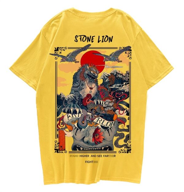 Harajuku Stone Lion Printed Streetwear Unisex Tee