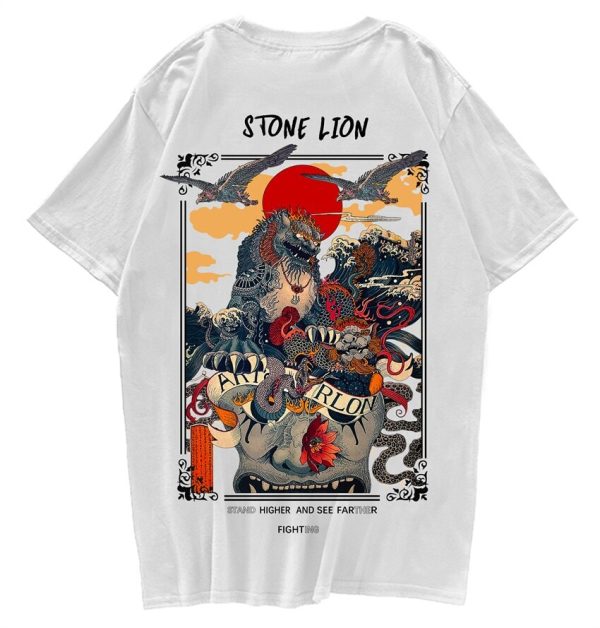 Harajuku Stone Lion Printed Streetwear Unisex Tee