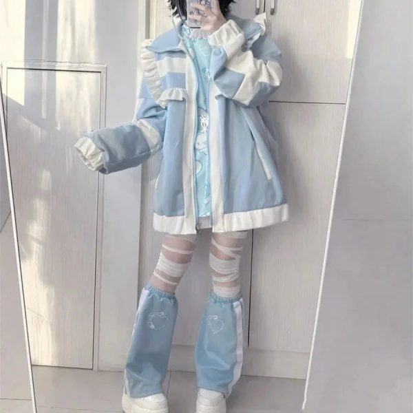 Harajuku Y2k Wintercore Zipper Ruffle Women's Jacket