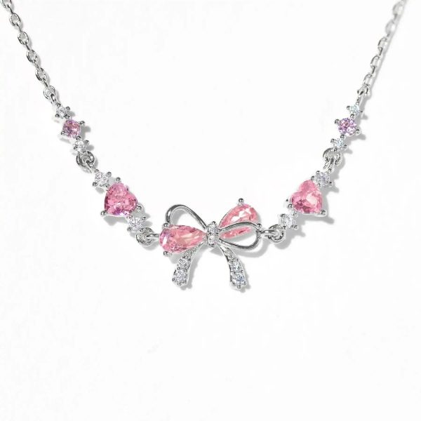 Hearty Pink & Gold Bow Bracelet