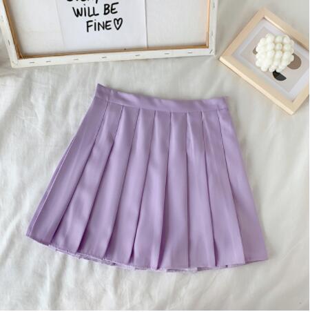 High Waist Cute Simple Pleated Short Light Skirt