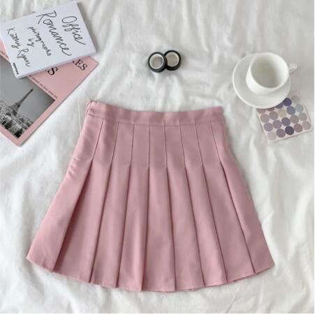 High Waist Cute Simple Pleated Short Light Skirt