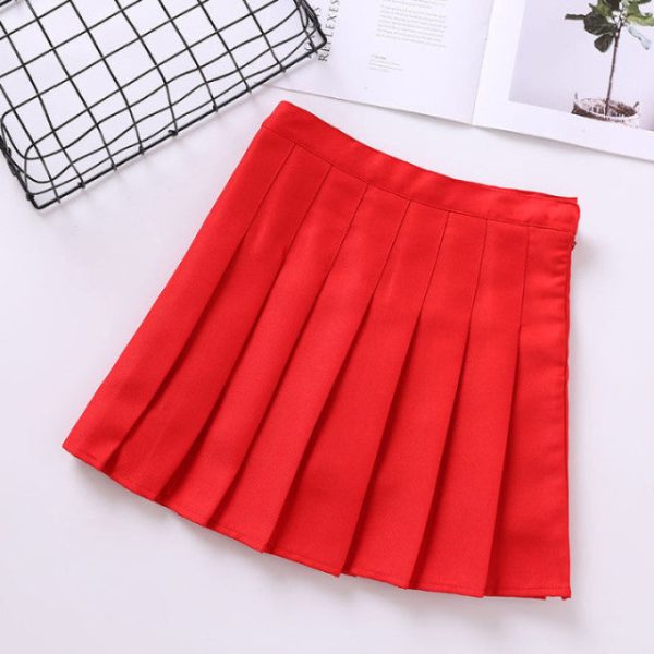 High Waist Cute Simple Pleated Short Light Skirt