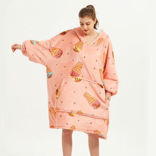 Ice Cream Coral Oversized Blanket Hoodie for Adults & Children
