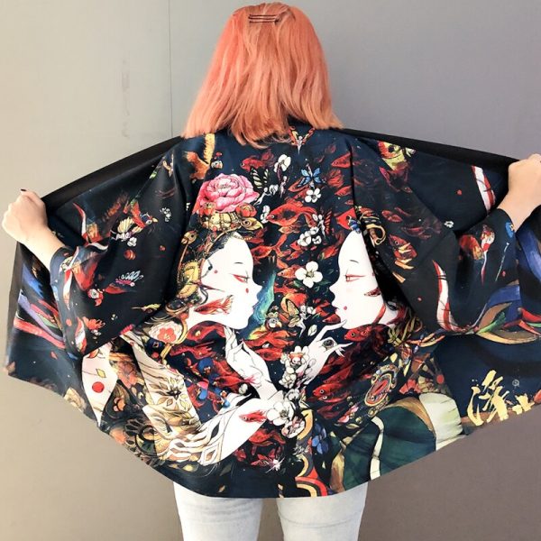 Japanese Art Fancy Kimono Cardigan Robe Short