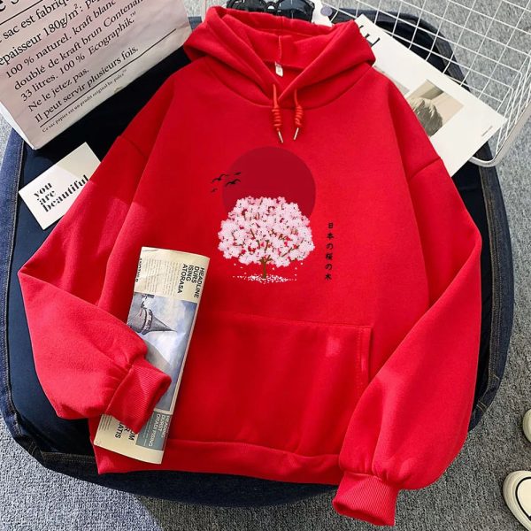 Sakura Tree Blood Red Moon Unisex Hoodie