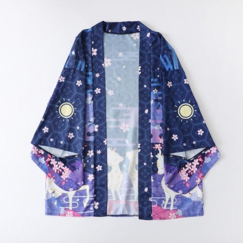Japanese Deer of Nara with Sakura Trees Kimono