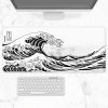 Japanese Kanagawa Great Wave Black White Large Mouse Pad