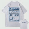 Japanese Kanji Wave Masks Lucky Cat Cotton Tee Set 2