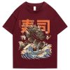 Japanese King Dragon Sushi Roll Waves Unisex Tee