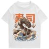 Japanese King Dragon Sushi Roll Waves Unisex Tee
