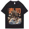 Japanese King Dragon Sushi Roll Waves Unisex Tee