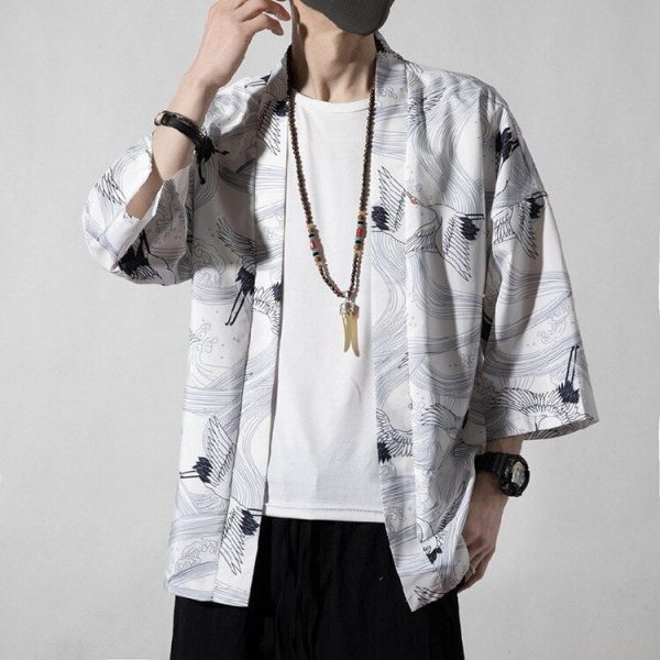 Japanese Royal Cranes Kimono