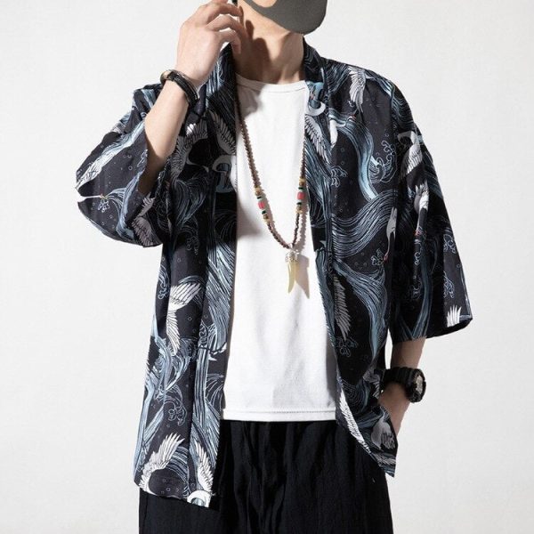 Japanese Royal Cranes Kimono