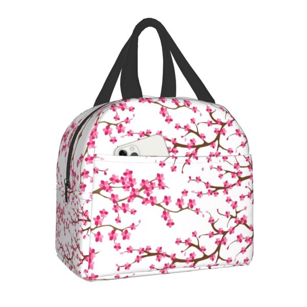 Japanese Sakura Cherry Blossoms Insulated Lunch Bags