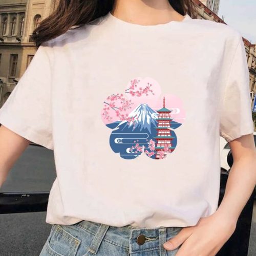 Japanese Sakura Mt Fuji Shrine Cherry Blossom Women's Tee