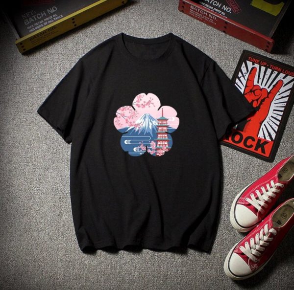 Japanese Sakura Mt Fuji Shrine Cherry Blossom Women's Tee