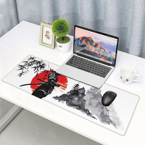 Japanese Samurai Blood Red Sun & Mountains Large Mouse Pad