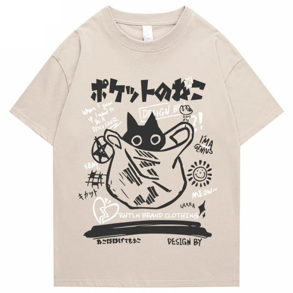 Japanese-theme Black Cat in a Bag Unisex Tee