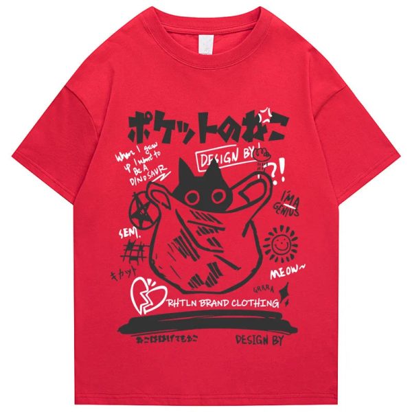 Japanese-theme Black Cat in a Bag Unisex Tee