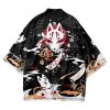 Japanese-themed Black Gold Nine Tailed Fox Unisex Kimono