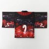 Japanese-themed Black Red Fox Snake Shrine Women's Kimono