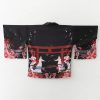 Japanese-themed Black Red Fox Snake Shrine Women's Kimono
