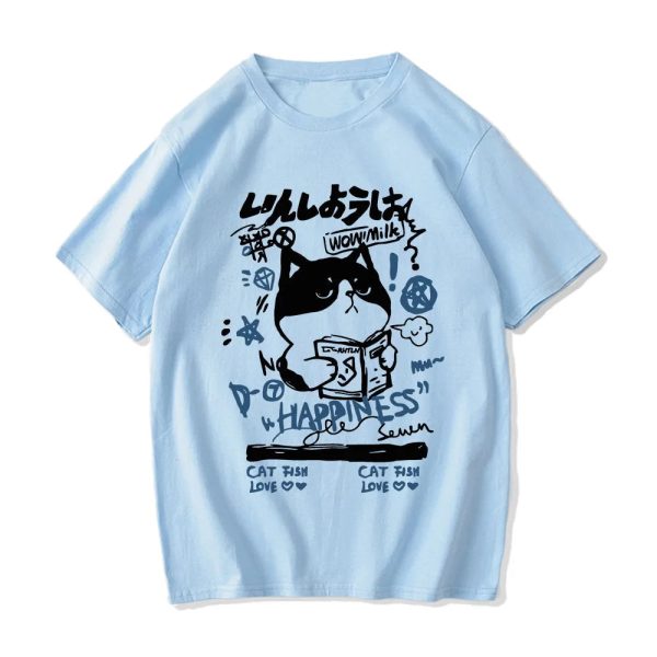 Japanese themed Cat Finding Happiness Unisex Tee