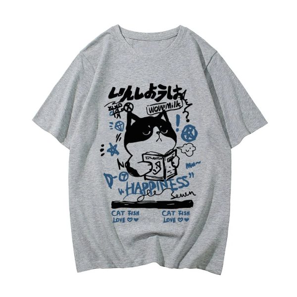 Japanese themed Cat Finding Happiness Unisex Tee