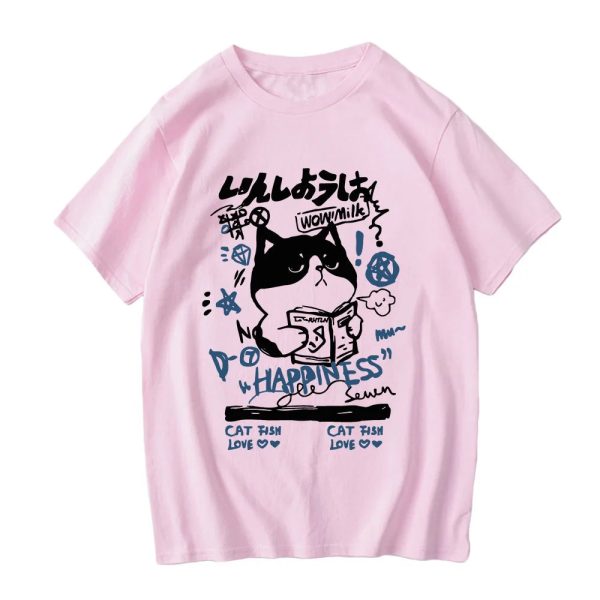 Japanese themed Cat Finding Happiness Unisex Tee