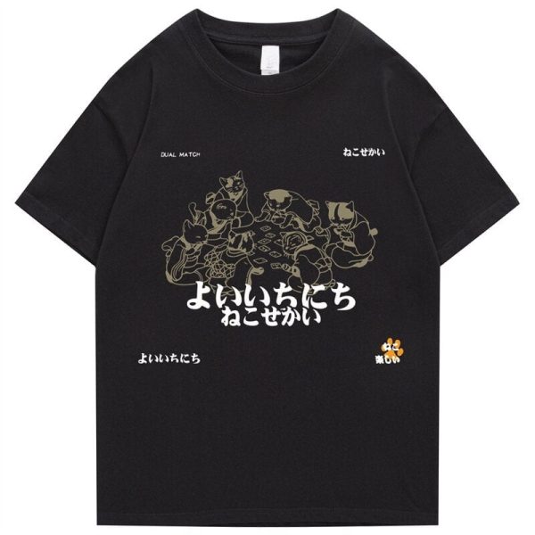 Japanese-Themed Cats Card Games Unisex Tee