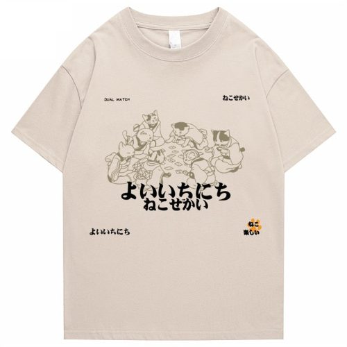 Japanese-Themed Cats Card Games Unisex Tee