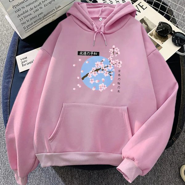Japanese-themed Cherry Blossom Blue Sky Unisex Hoodie