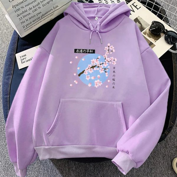Japanese-themed Cherry Blossom Blue Sky Unisex Hoodie