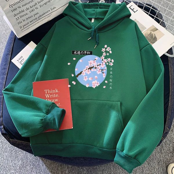 Japanese-themed Cherry Blossom Blue Sky Unisex Hoodie