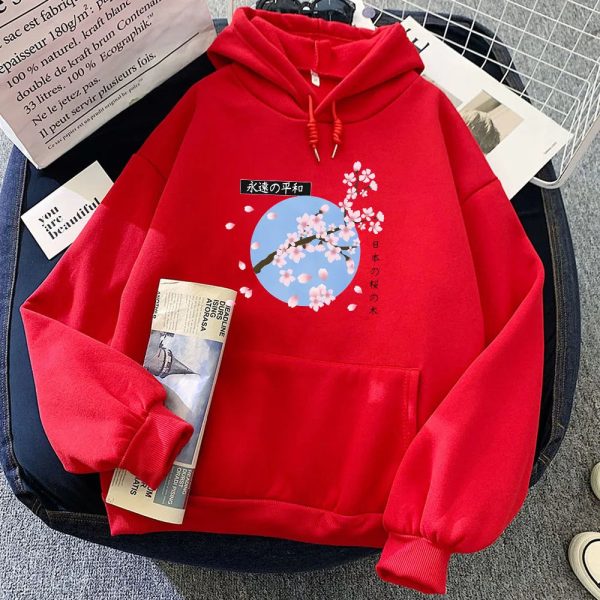 Japanese-themed Cherry Blossom Blue Sky Unisex Hoodie