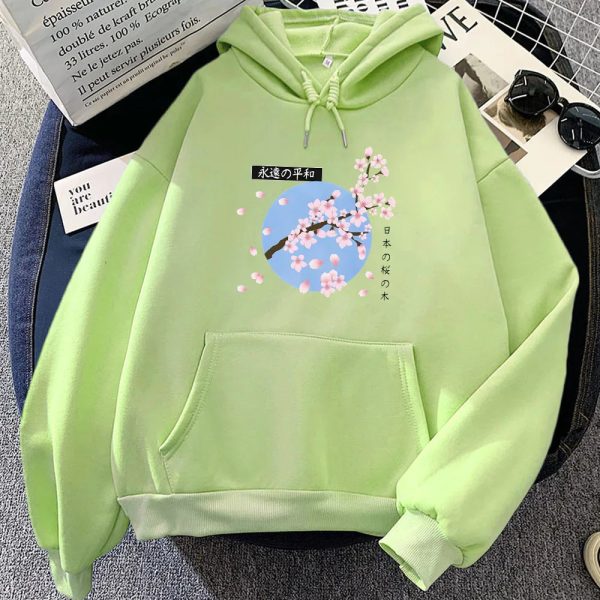 Japanese-themed Cherry Blossom Blue Sky Unisex Hoodie
