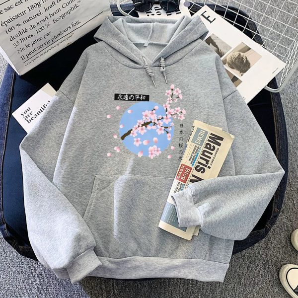 Japanese-themed Cherry Blossom Blue Sky Unisex Hoodie