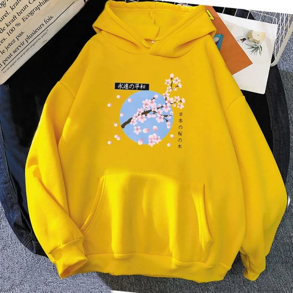 Japanese-themed Cherry Blossom Blue Sky Unisex Hoodie