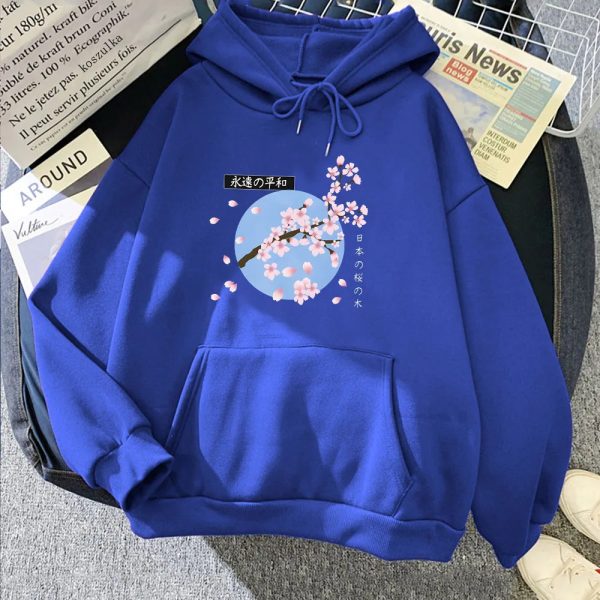 Japanese-themed Cherry Blossom Blue Sky Unisex Hoodie
