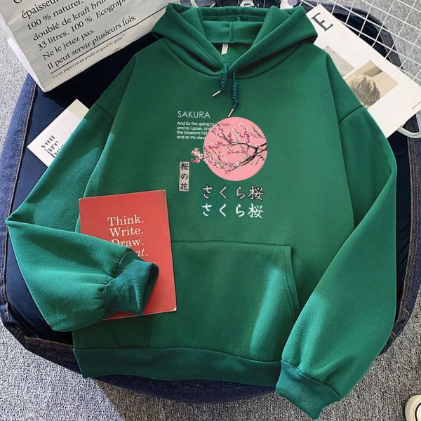 Japanese-themed Cherry Blossom Pink Sun Unisex Hoodie