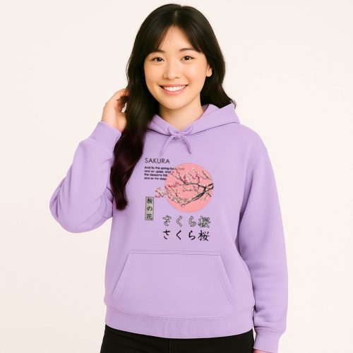 Japanese-themed Cherry Blossom Pink Sun Unisex Hoodie