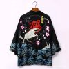 Japanese-themed Crane Waves Unisex Kimono