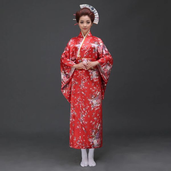 Japanese-themed Elegant Sakura Floral Long Women's Kimonos